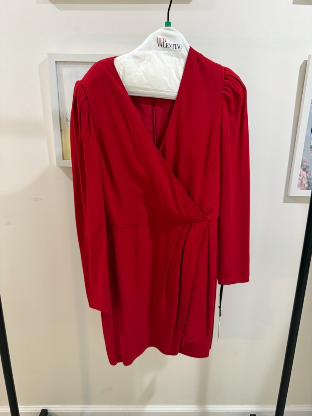 RED Valentino Red Wrap-Style Mini Dress with Draped Pleats